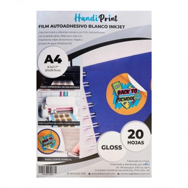 Adhesivo Blanco Inkjet Gloss A4*20 Handi Print