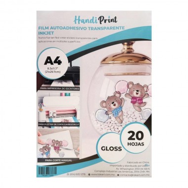 Adhesivo Transp Inkjet Gloss A4*20 Handi Print
