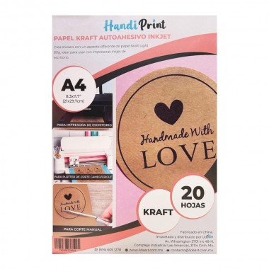 Papel Kraft Autoadhesivo Inkjet A4*20 Handi Print