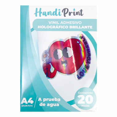 VINIL ADH HOLOGRÁFICO BRILLANTE INKJET A4*20 HANDI PRINT