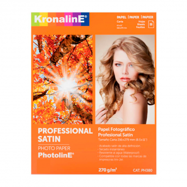 Hoja Papel Fotografico Satin Tamaño Carta PH380 Kronaline