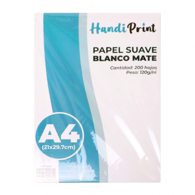 PAQUETE DE PAPEL SUAVE BLANCO MATE A4 120 GR HANDI PRINT