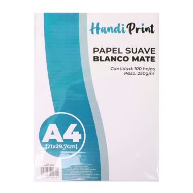 PAQUETE DE PAPEL SUAVE BLANCO MATE A4 250 GR HANDI PRINT