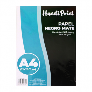 PAQUETE DE PAPEL NEGRO MATE A4 220 GR HANDI PRINT
