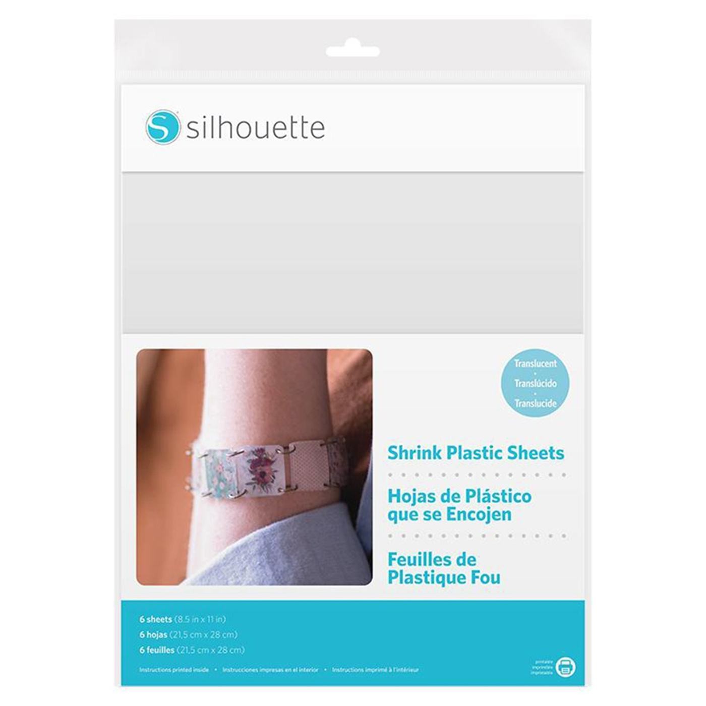 HOJAS DE PLASTICO TRANSPARENTE QUE SE ENCOGEN SILHOUETTE 6 PZS 21.5 X 27.9CM