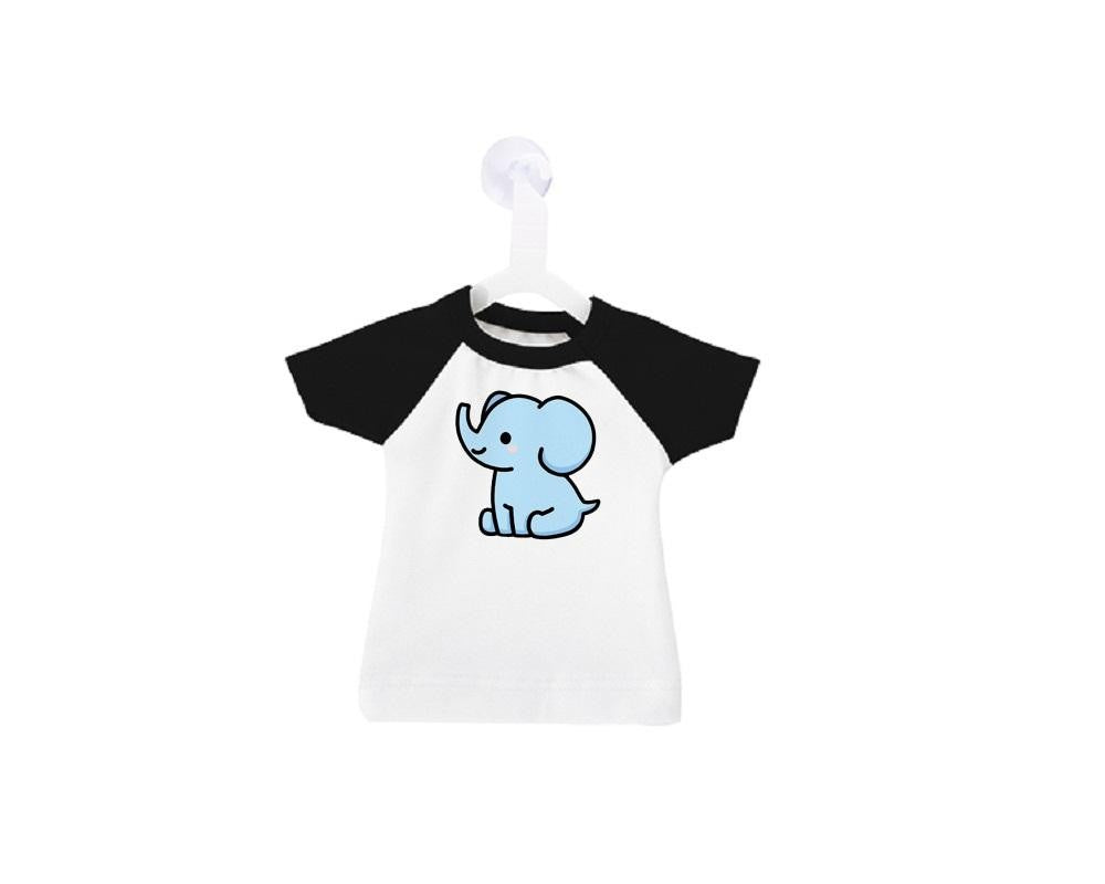 Mini playera de color blanco y negro con colgador y ventosa