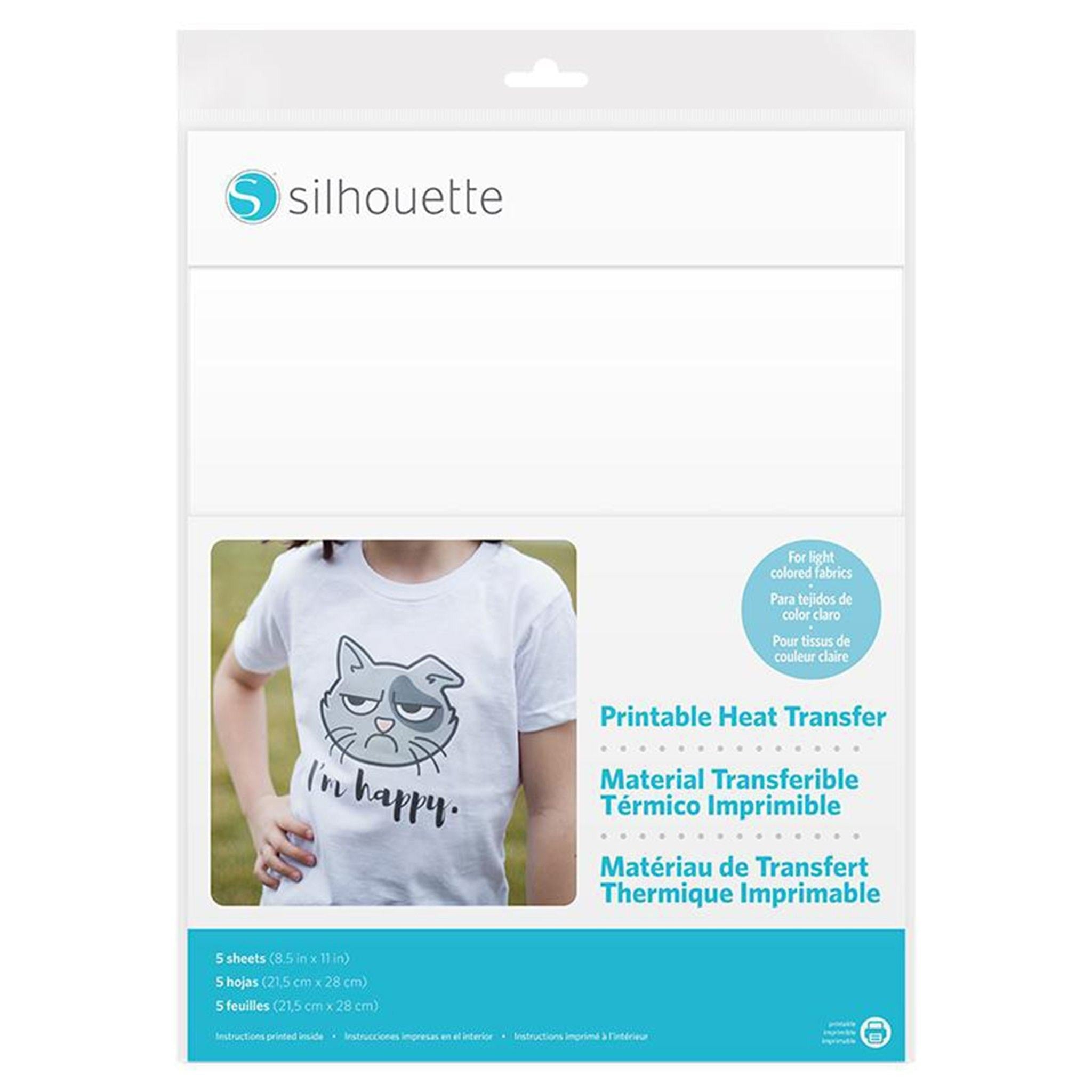 Material Termotransferible Imprimible Silhouette para Prendas Claras 5 pzas