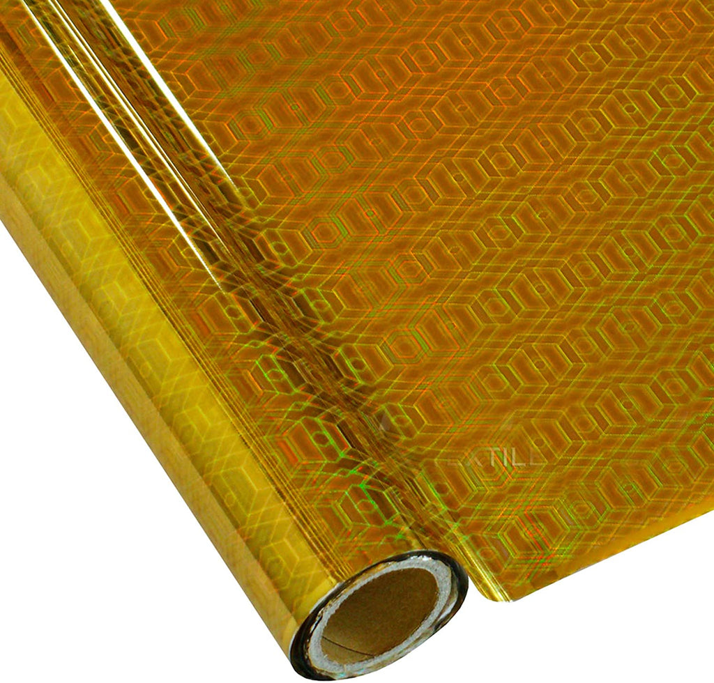 Papel Foil Luminos Holográficos  Hexágono Oro