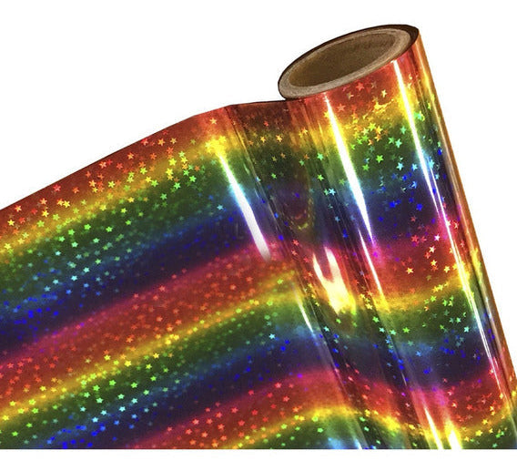 Papel Foil Luminos Holográficos Arcoíris Estrella