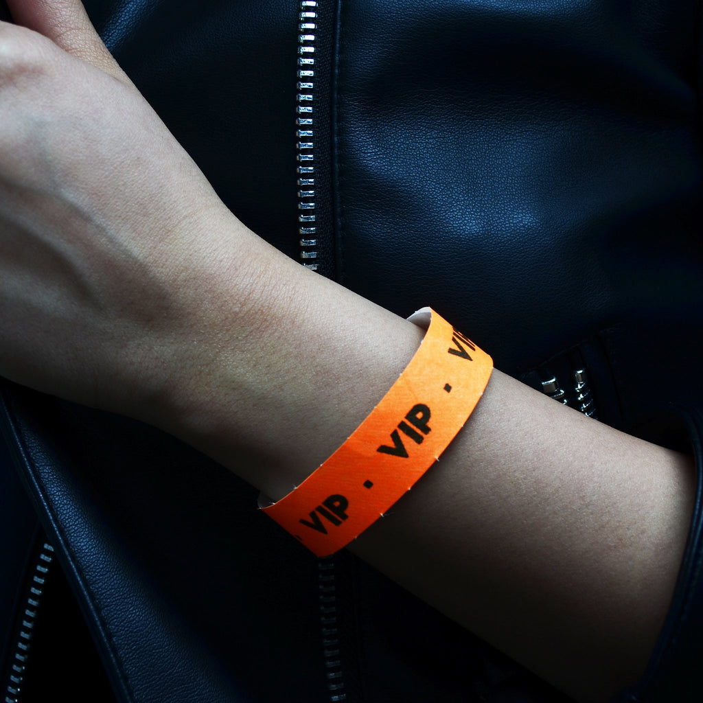 Pulseras de papel Tyvek Desechable Naranja Neón 3/4" x 10"