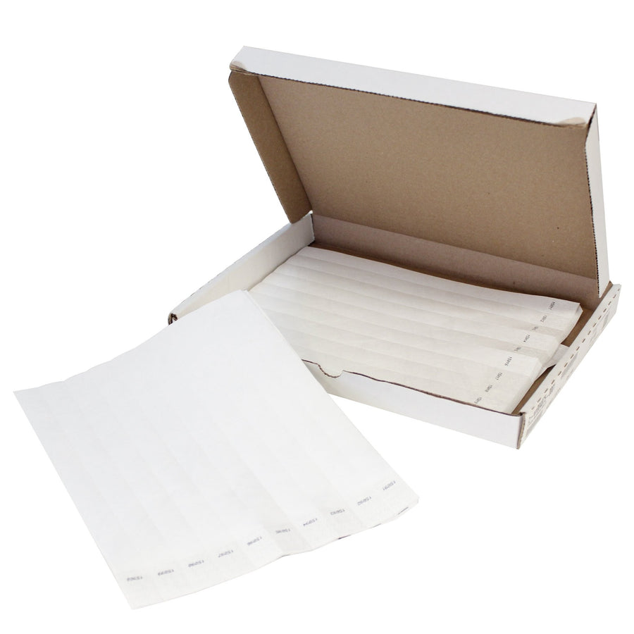 Pulseras de papel Tyvek desechable Blanco 3/4" x 10"