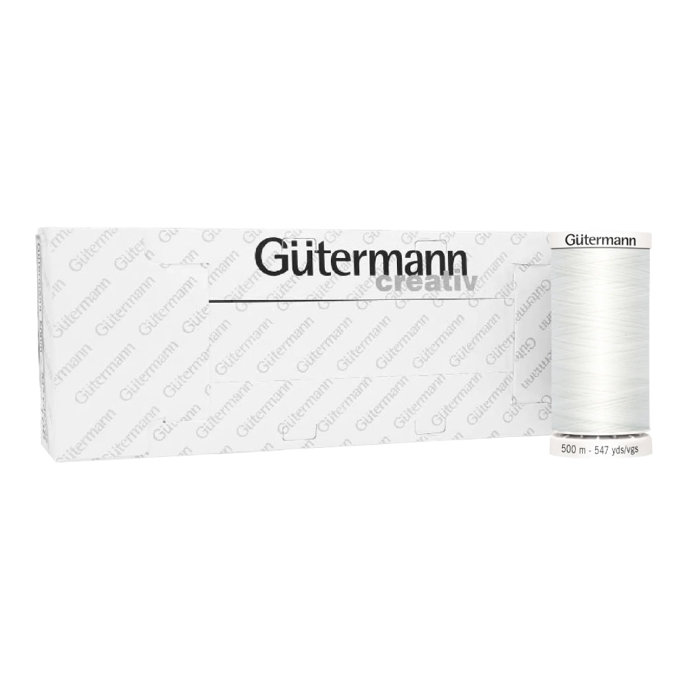 Hilo Gütermann Blanco para Bordar de 500m caja con 5 carretes