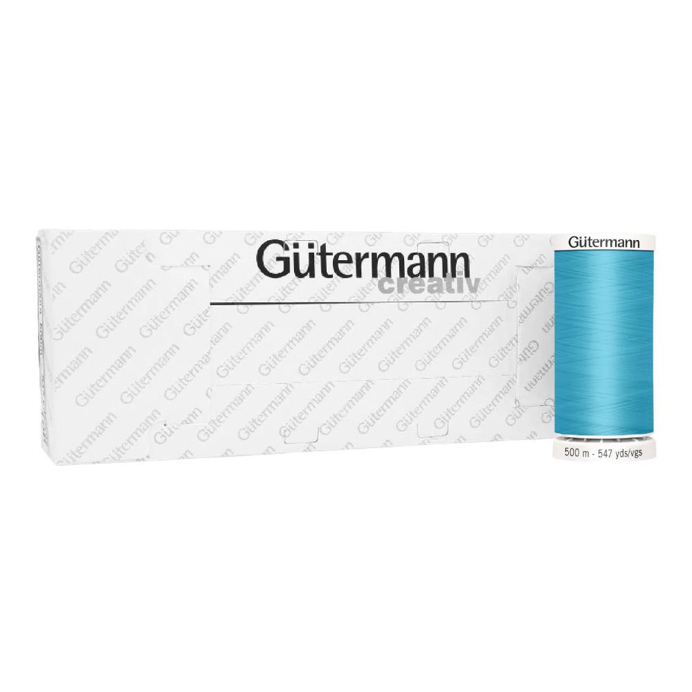 Hilo Gütermann Celeste para Bordar de 500m caja con 5 carretes