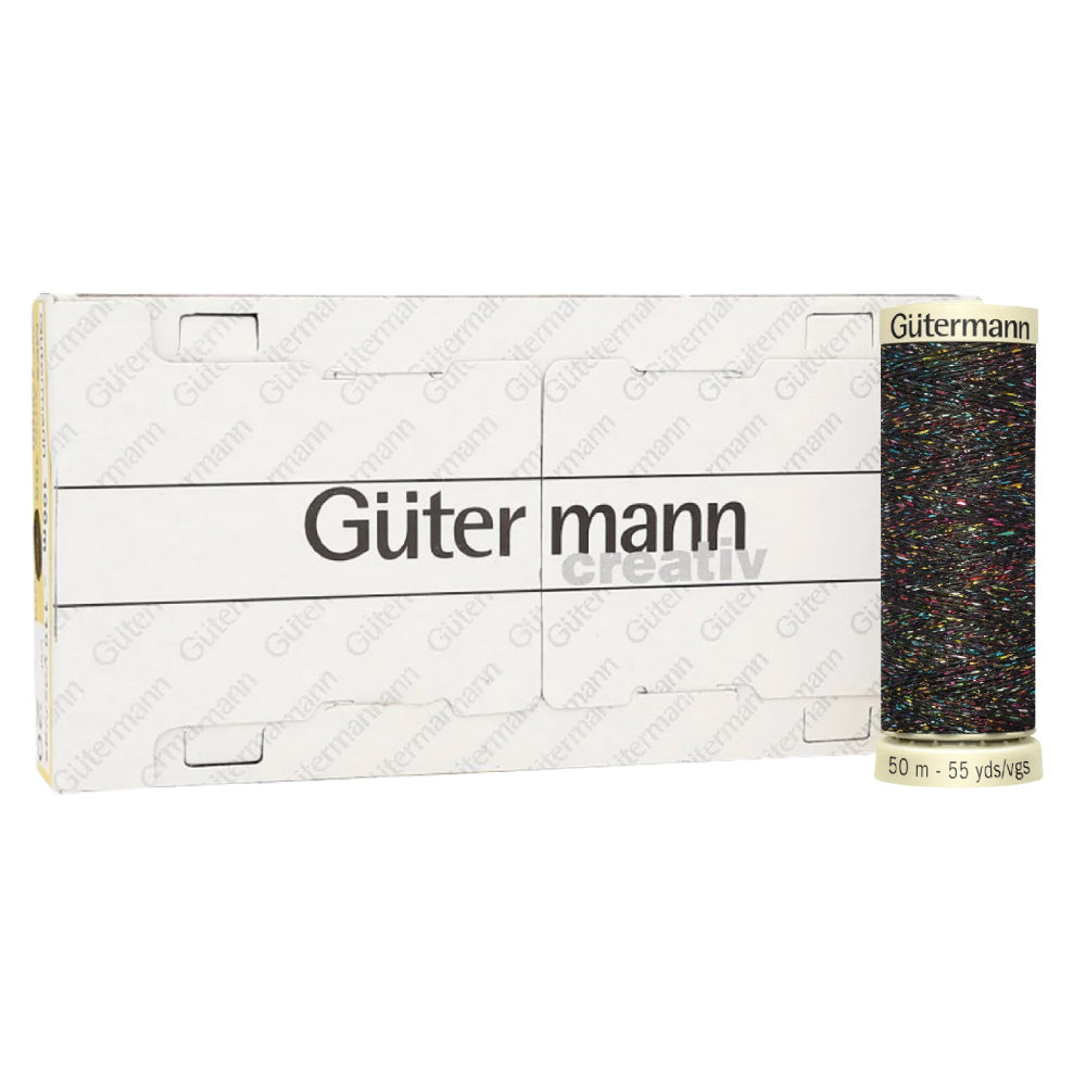 Hilo Negro Gütermann metalizado para Bordar de 50m caja con 5 carretes