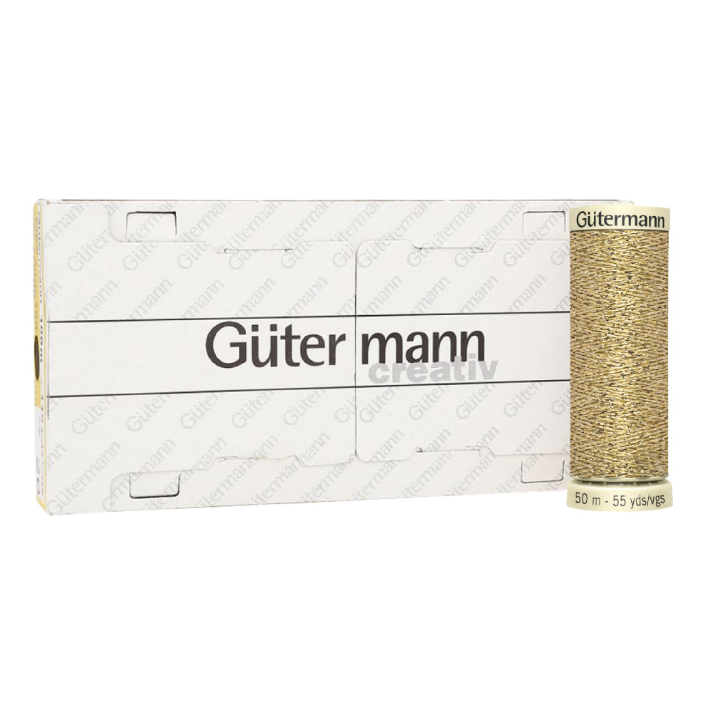 Hilo Dorado Gütermann metalizado para Bordar de 50m caja con 5 carretes
