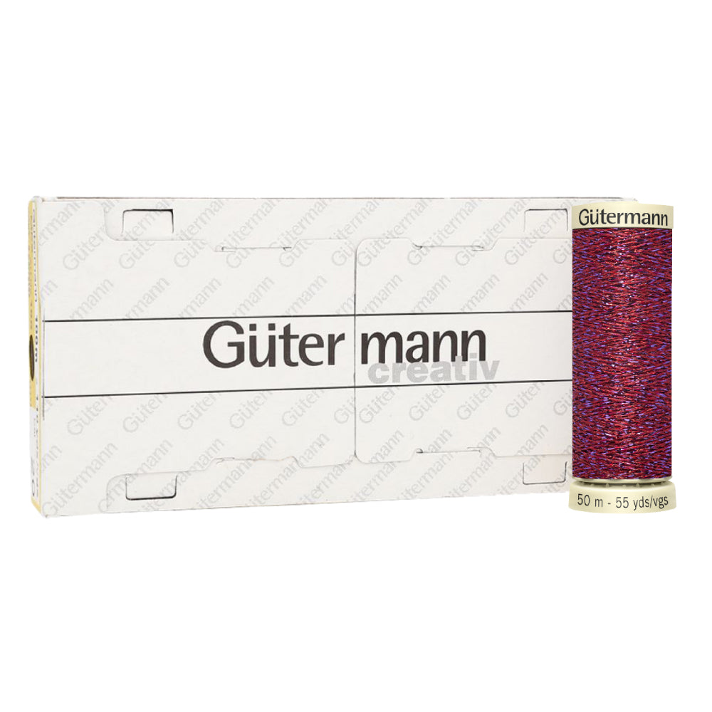 Hilo Magenta Gütermann metalizado para Bordar de 50m caja con 5 carretes