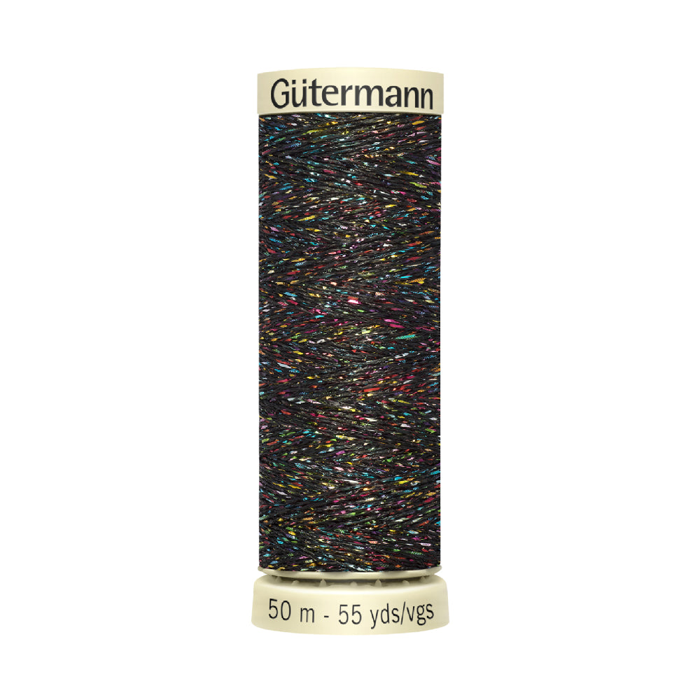 Hilo Negro Gütermann metalizado para Bordar de 50m caja con 5 carretes