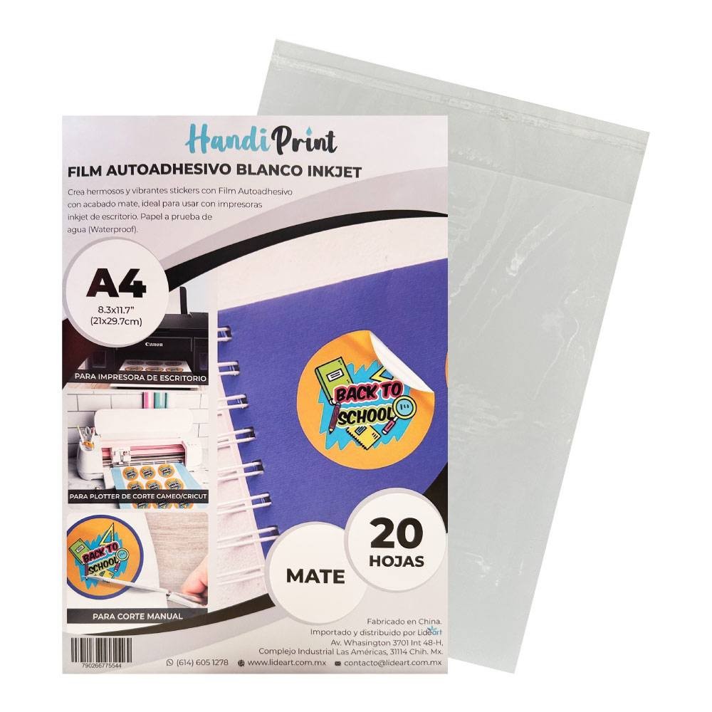 Adhesivo Blanco INKJET Mate A4*20 Handi Print