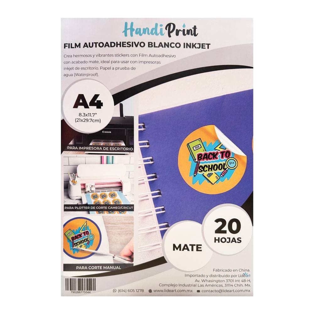 Adhesivo Blanco INKJET Mate A4*20 Handi Print