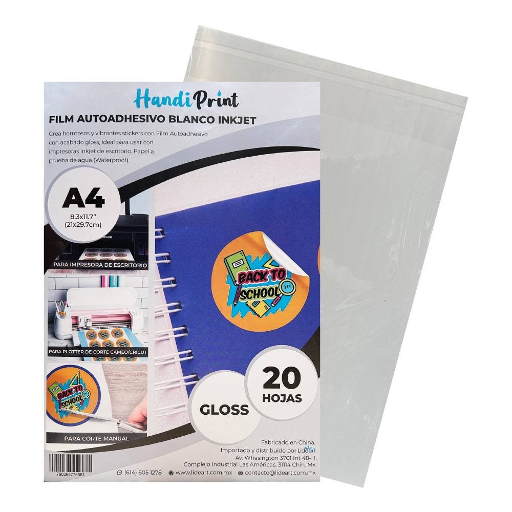 Adhesivo Blanco Inkjet Gloss A4*20 Handi Print