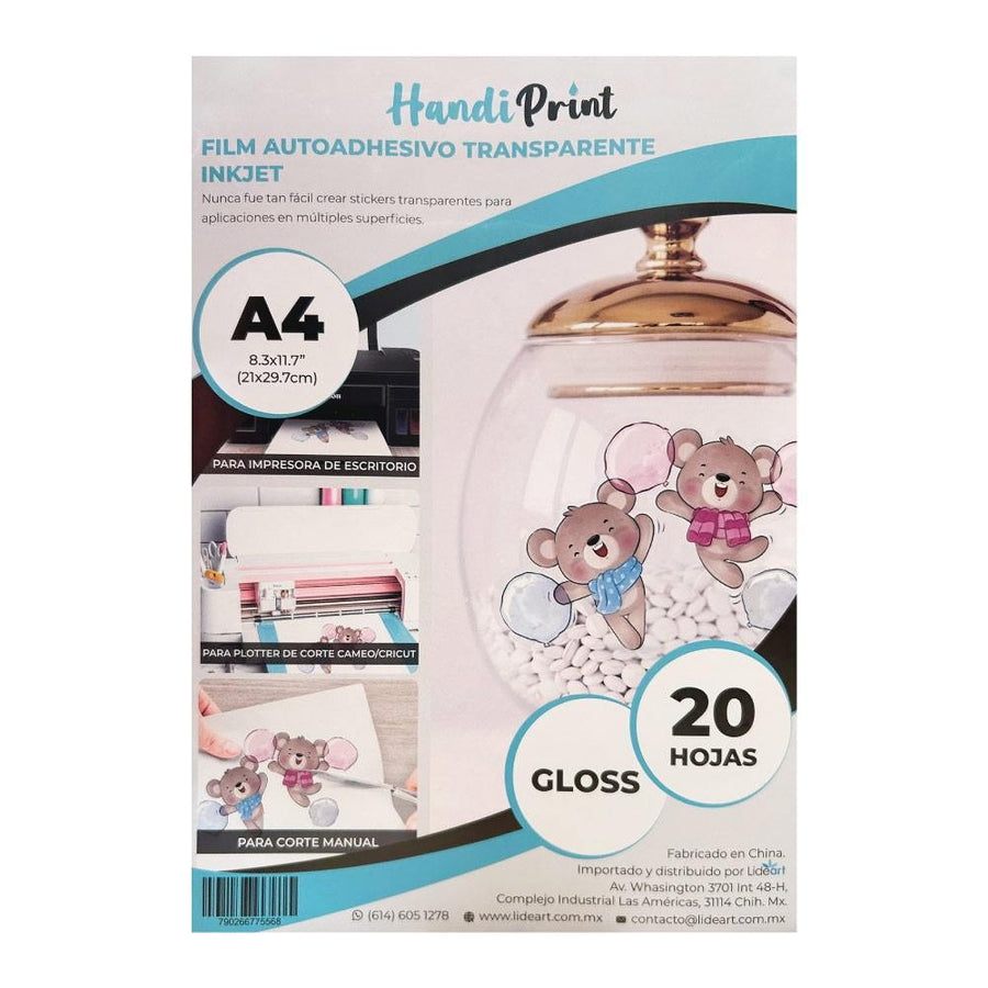 Adhesivo Transparente Inkjet Gloss A4*20 Handi Print