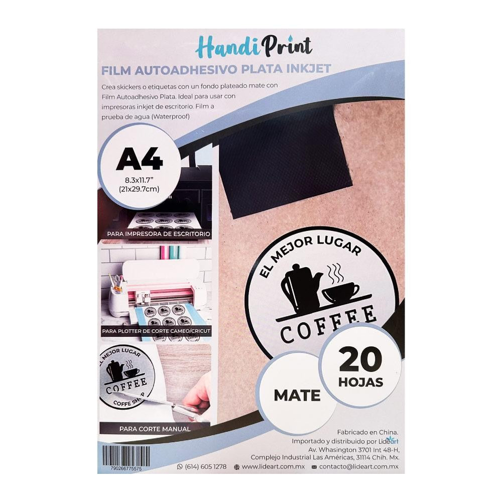 Film Adhesivo Plata Inkjet Mate A4*20 Handi Print