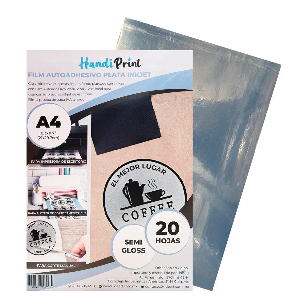 Adhesivo Plata Inkjet Semi Gloss A4*20 Handi Print