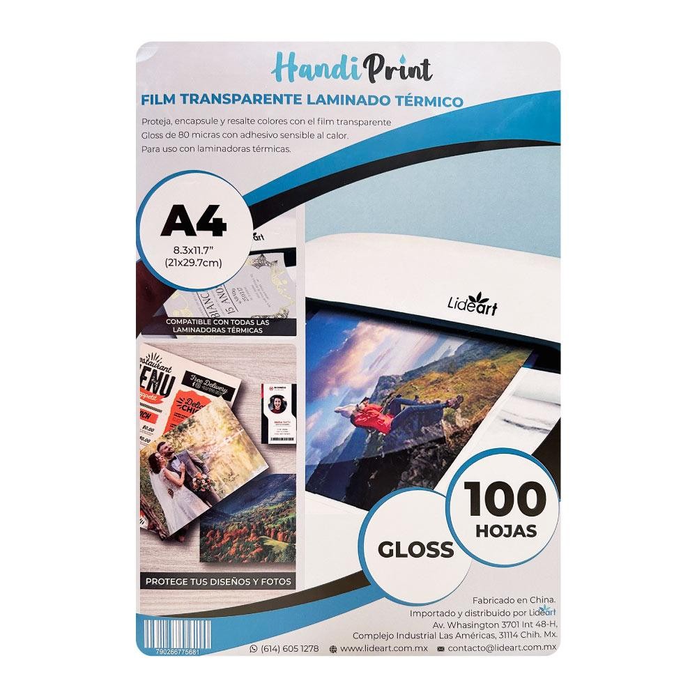 Film Transparente Laminado Térmico Gloss A4*100 Handi Print