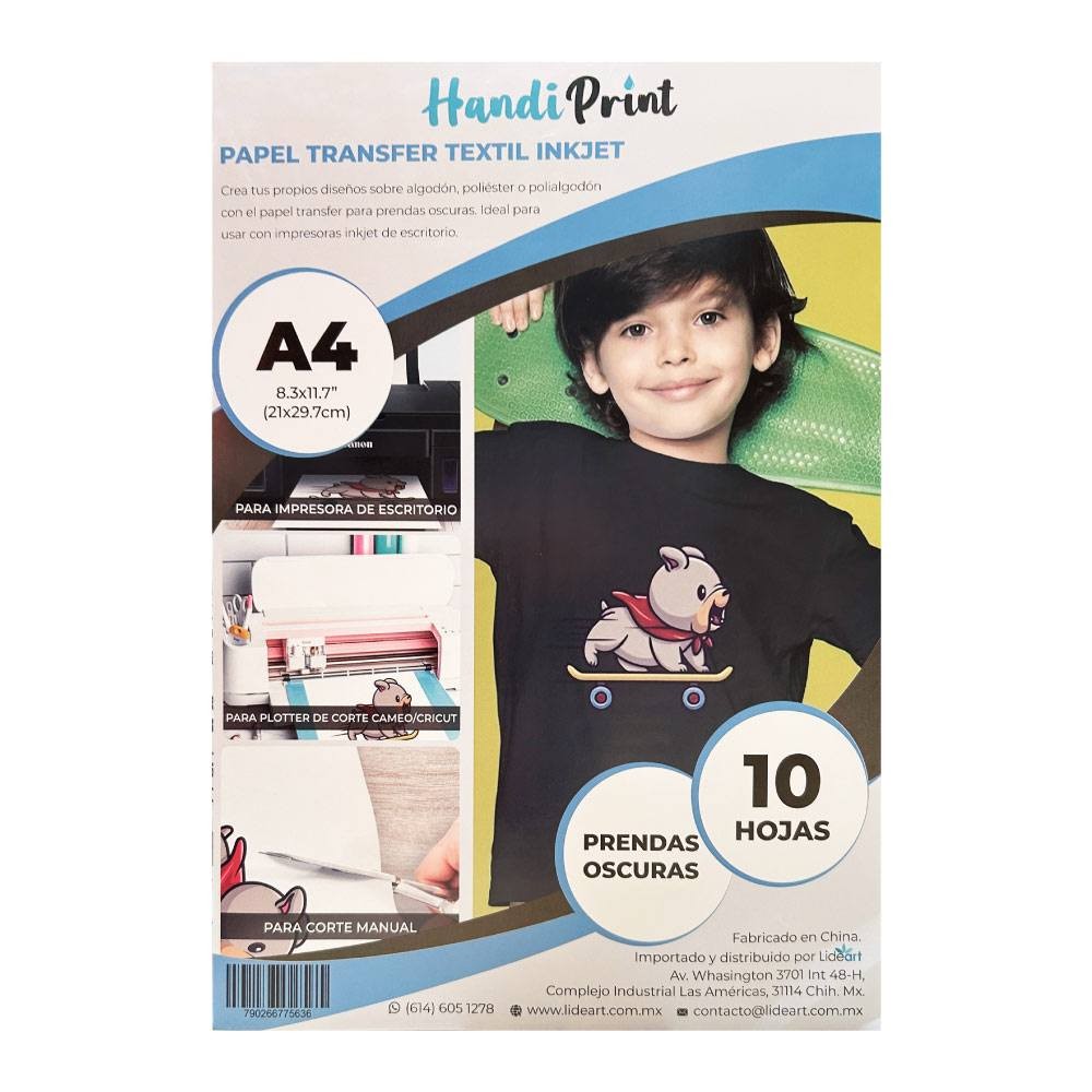 Papel Transfer Textil Inkjet Prenda Oscura A4*10 Handi Print