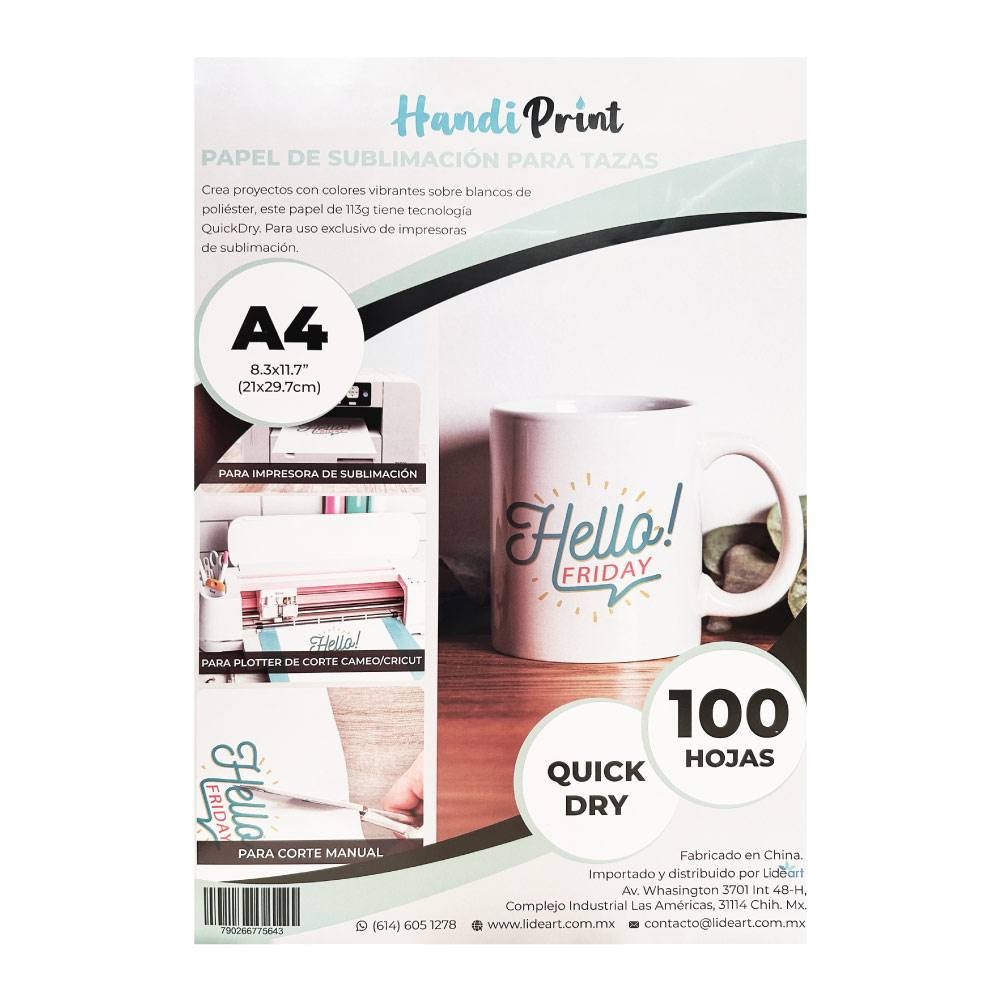 Papel De Sublimación Para Tazas Quick DRY A4*100 Handi Print