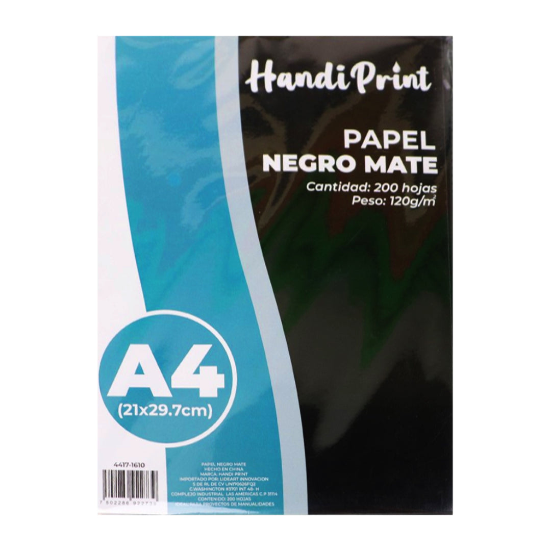 Paquete De Papel Negro Mate A4 120 gr Handi Print