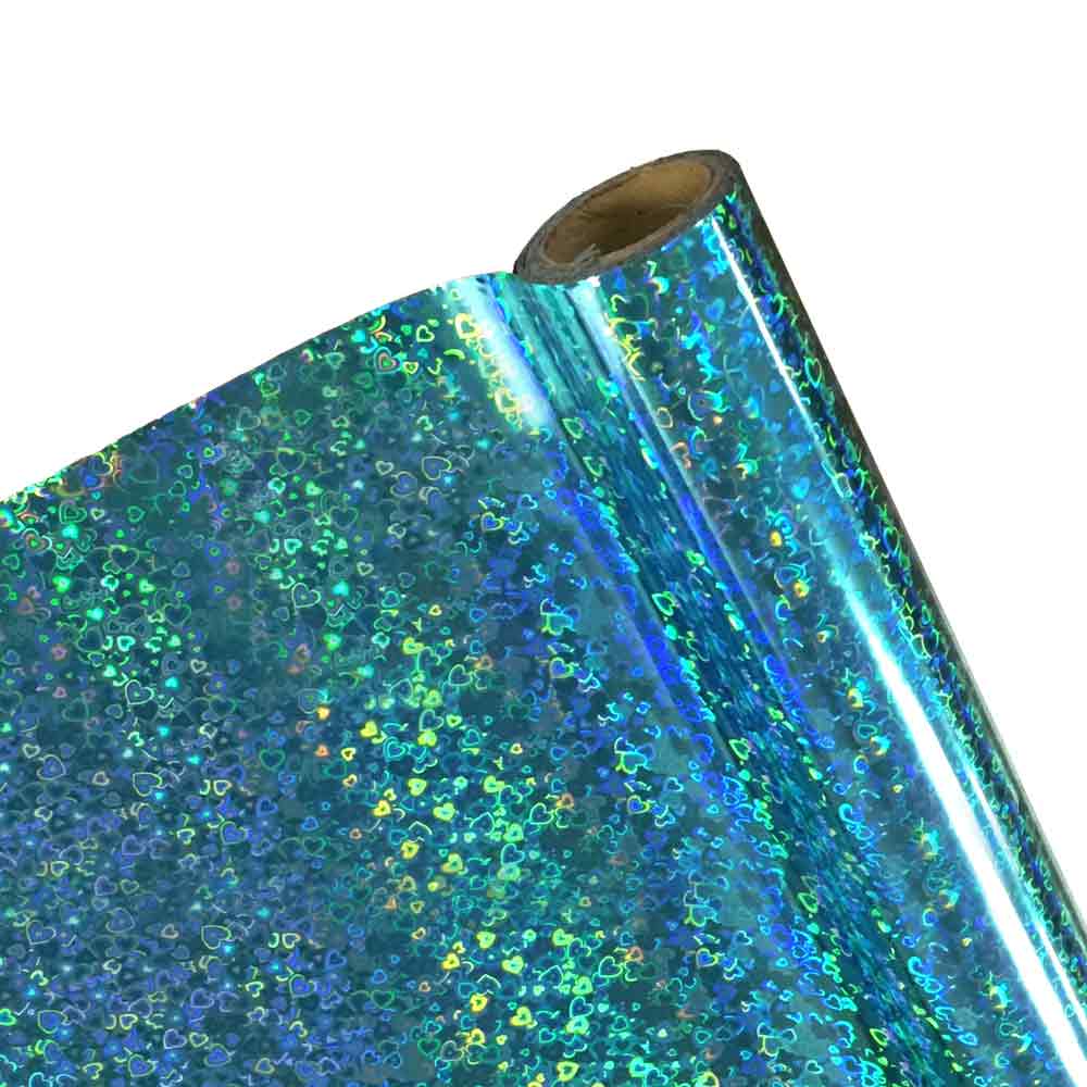 Papel Foil Luminos Holográficos Corazon Azul