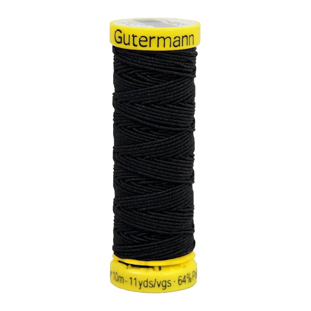 Hilo Gütermann Negro elásticos para fruncidos y costuras elásticas de 10m caja con 5 carretes