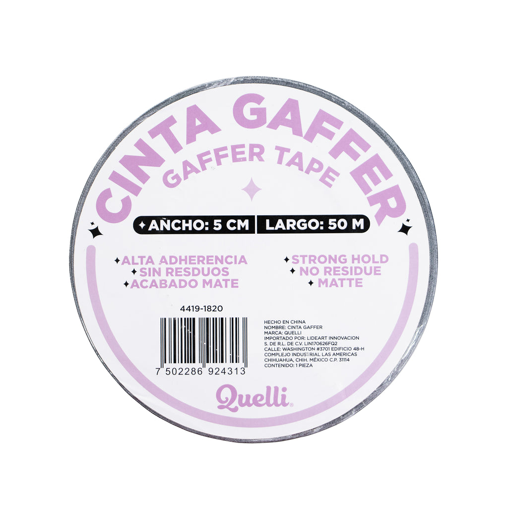 Cinta gaffer negro 5 cm x 50 mts Quelli