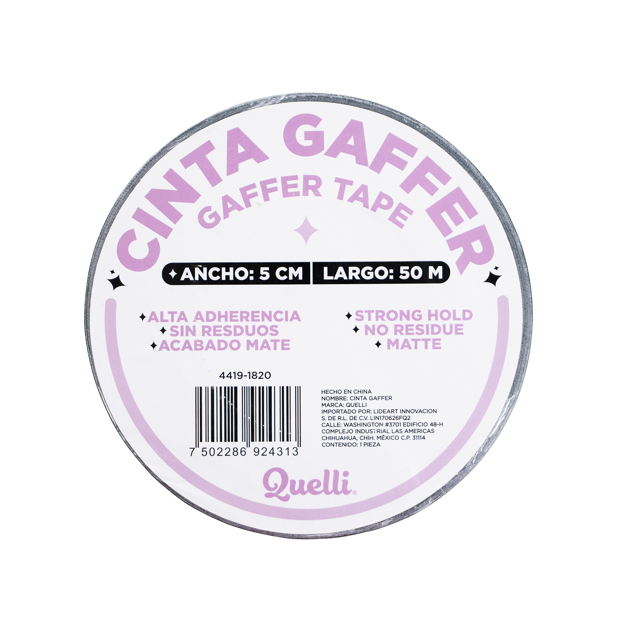 Cinta gaffer negro 5 cm x 50 mts Quelli