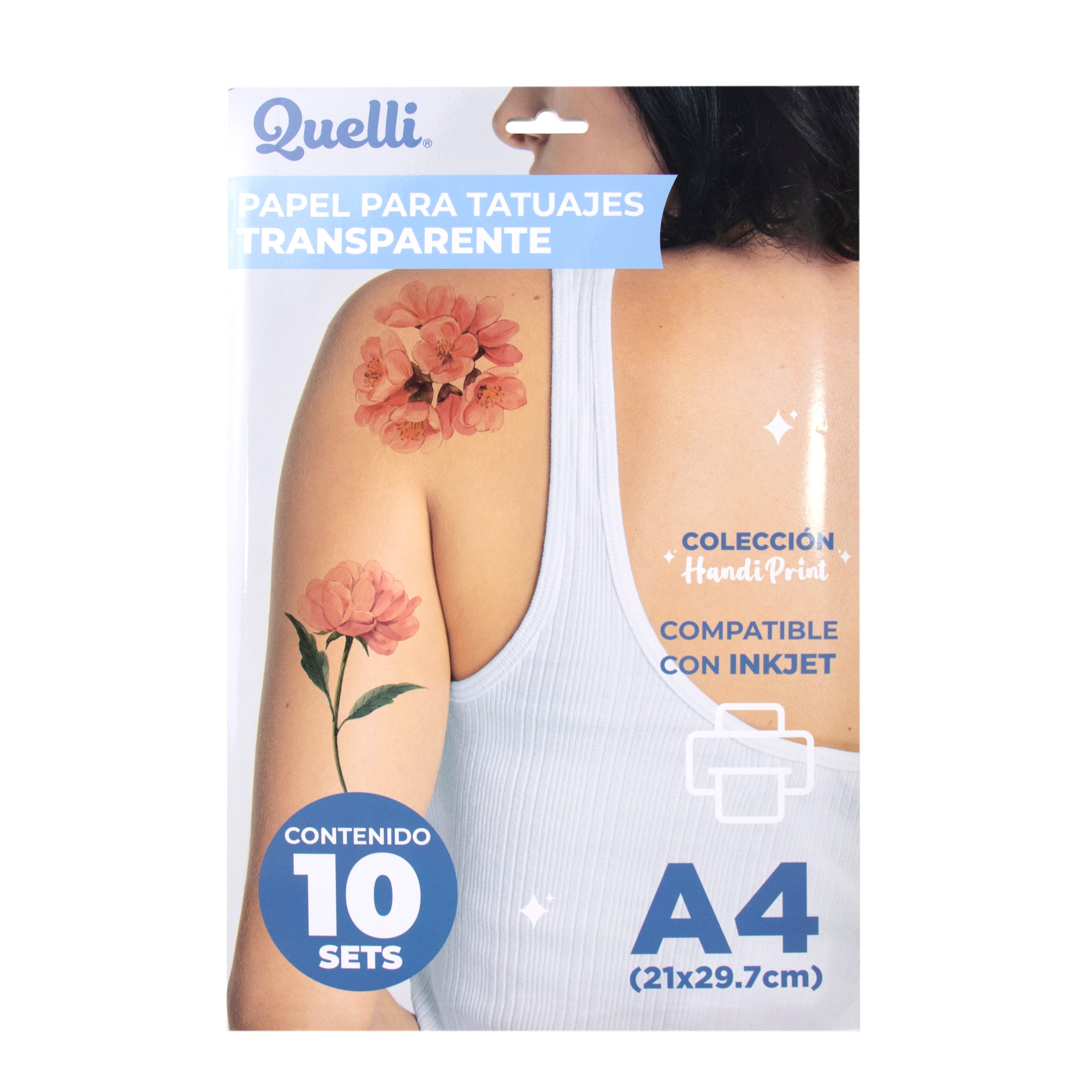 Papel para tatuajes transparente A4 Inkjet 10 sets Quelli