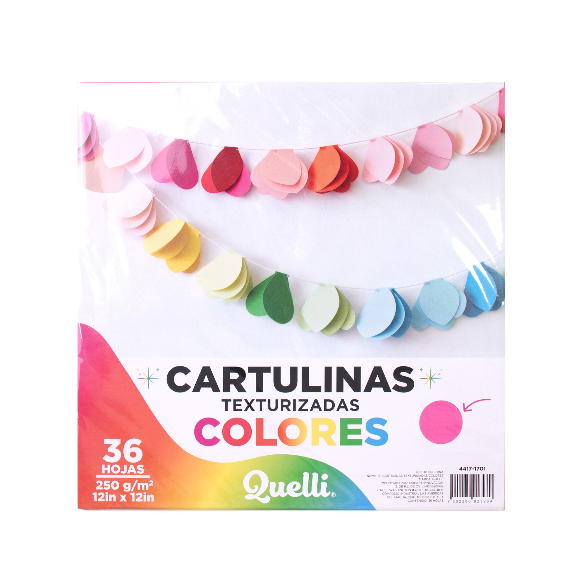 Cartulinas Texturizadas Colores 12x12" Quelli Paq 36pzs