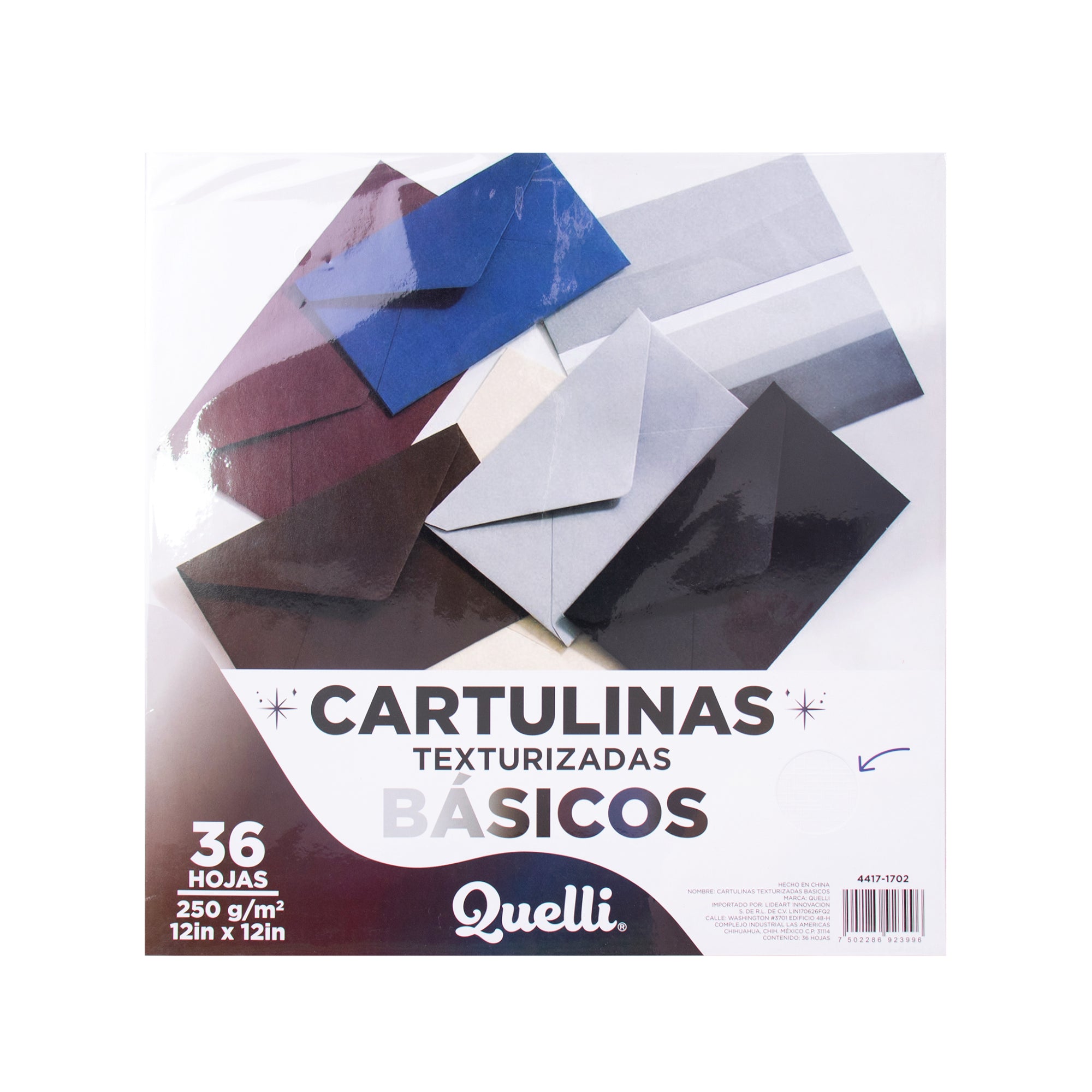 Cartulinas Texturizadas Básico 12x12" Quelli Paq 36pzs