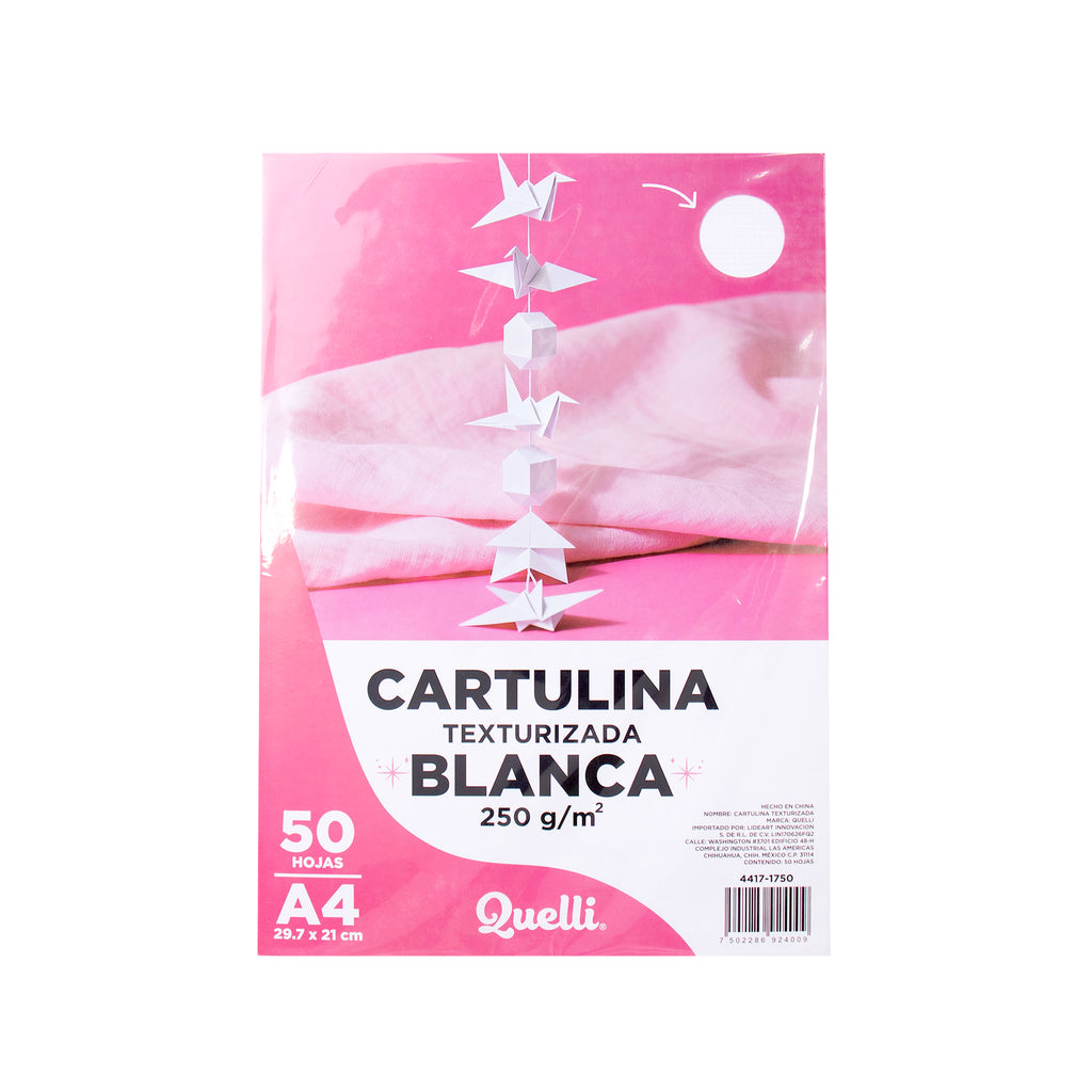 Cartulinas Texturizadas Blanca A4 Quelli Paquete 50 Pzs