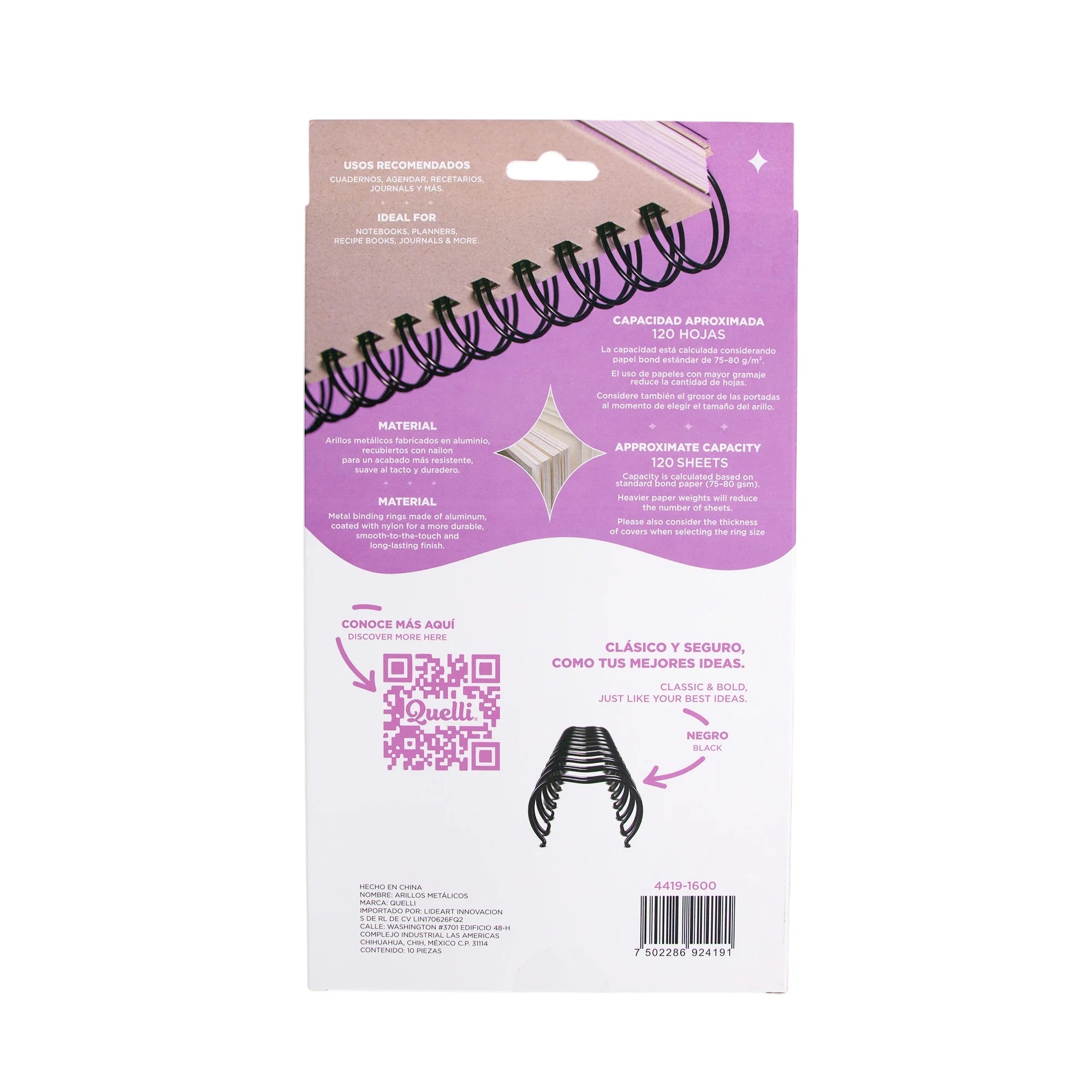 Arillos 5/8" negro 10 pz quelli