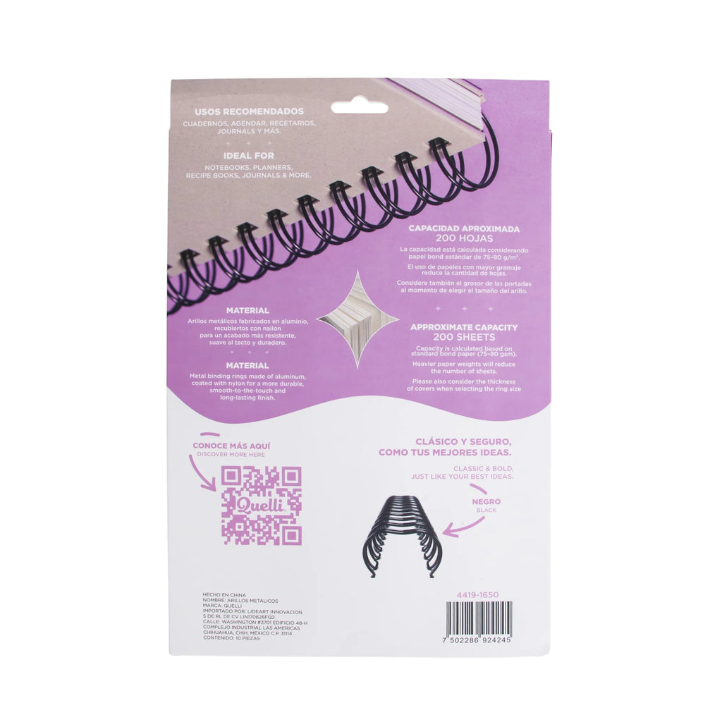 Arillos 1" negro 10 pz quelli
