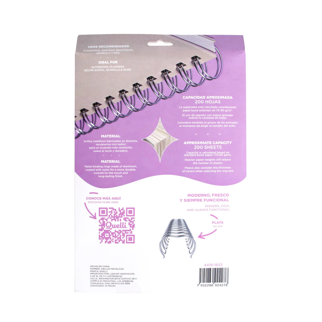 Arillos 1" plata 10 pz quelli