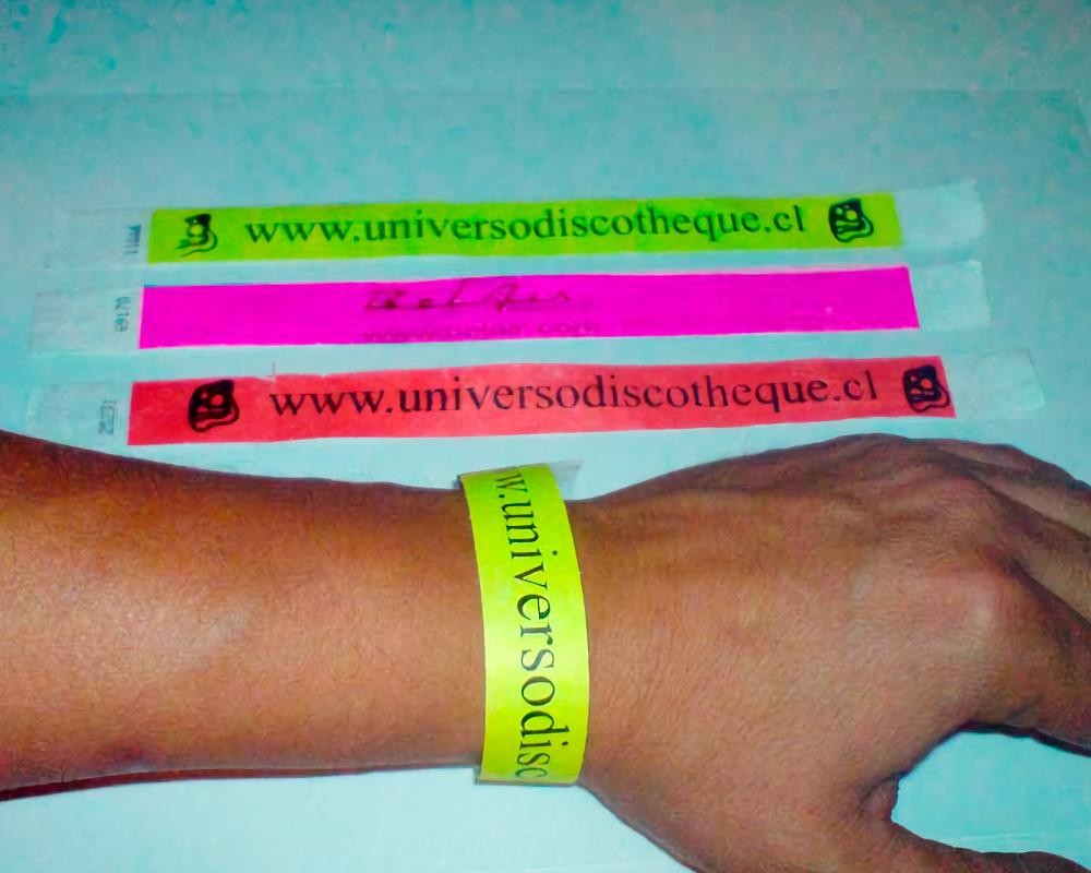 Pulseras de papel Tyvek desechable Rojo Neón 3/4" x 10"