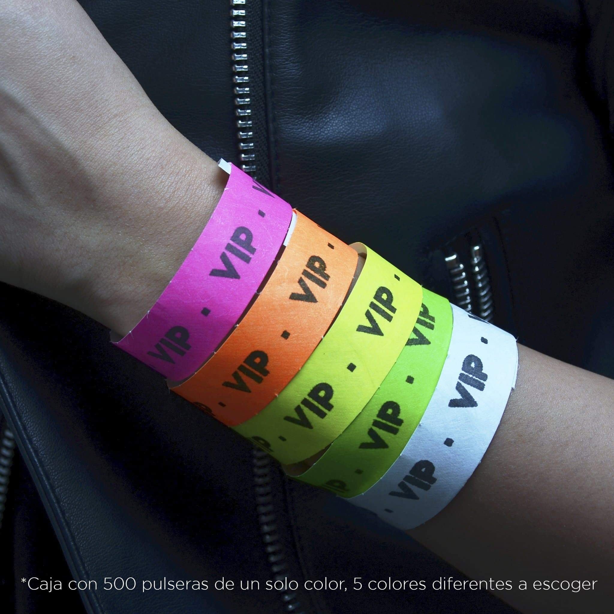 Pulseras de papel Tyvek desechable Rosa Neón 3/4" x 10"