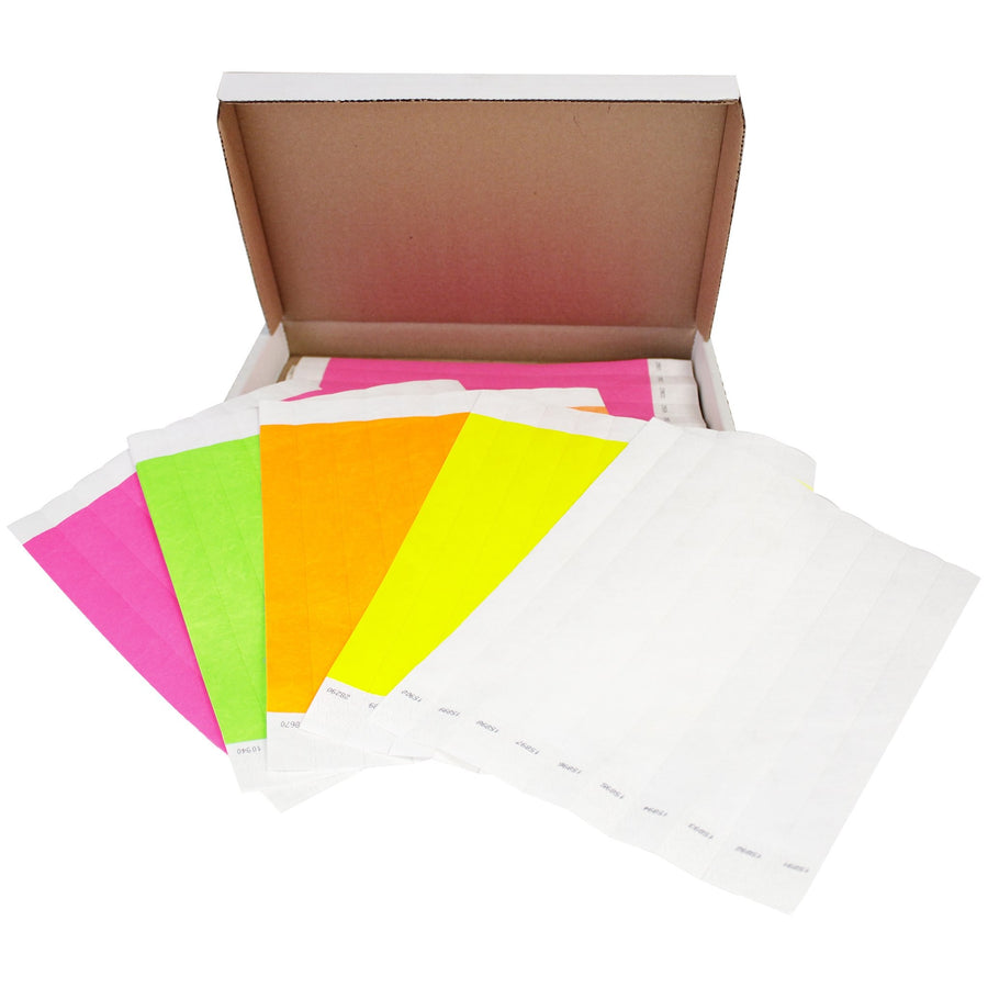 Pulseras Tyvek con 5 Diferentes Colores Caja con 500 Piezas