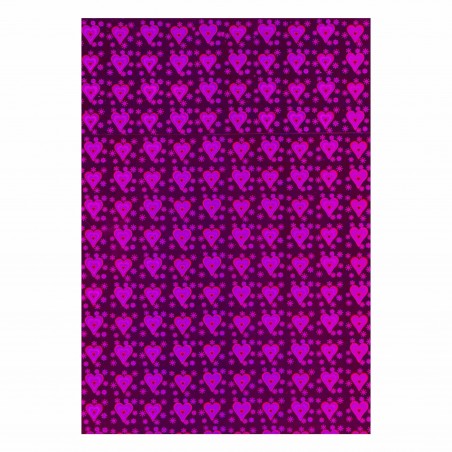 Paquete cartulina holografica rosa corazones 195gr 21x29.7 cm C/10 hojas